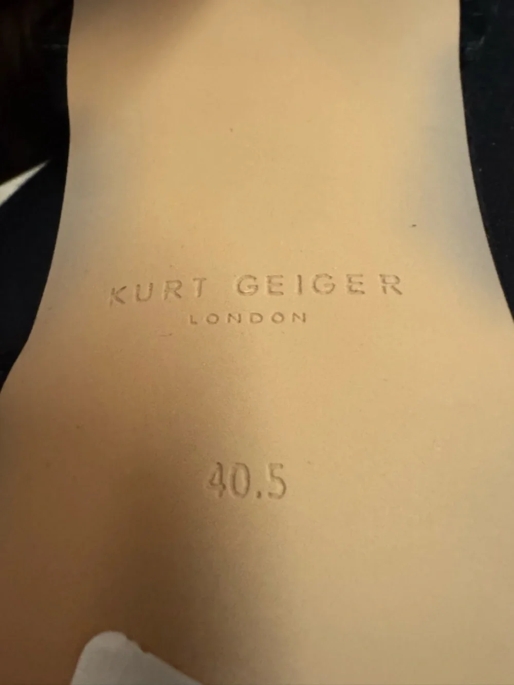 Kurt Geiger Black Strappy Velvet Block Heel Sandal with Gold Accents - Picture 6 of 7